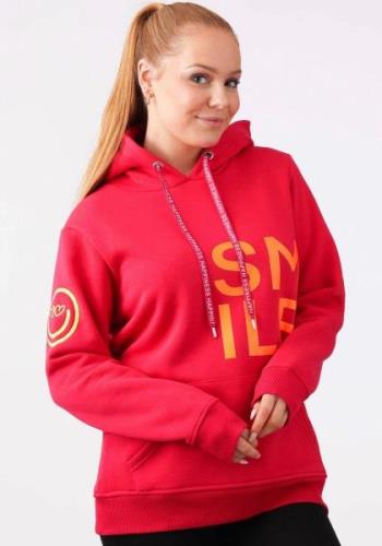 Zwillingsherz Hoodie meerkleurige "smile"-opdruk en geborduurde smiley