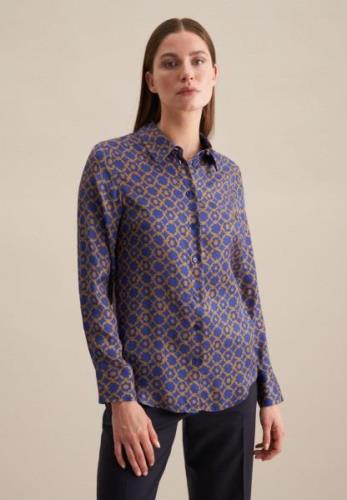 seidensticker Overhemdblouse Zwarte roos Lange mouwen kraag print