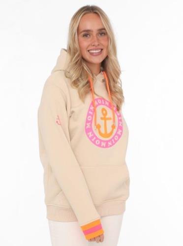 Zwillingsherz Hoodie met print "moin" en "anker" in neonkleuren