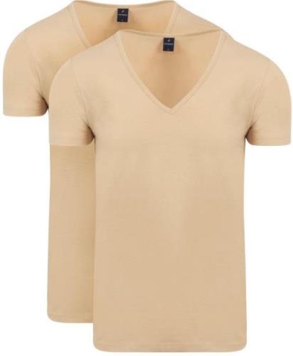 Suitable Vitaru T-Shirt Diepe V-Hals Beige 2-Pack