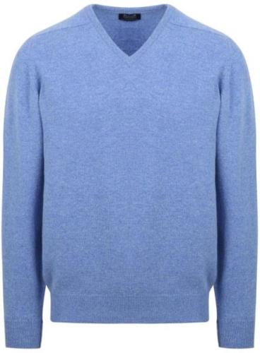 William Lockie Pullover Lamswol V Surf Mid Blue