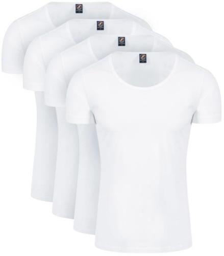 Suitable Otaru T-Shirt Brede Ronde Hals Wit 4-Pack