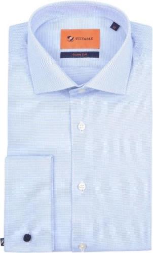 Suitable Overhemd Fijne Ruit Lichtblauw DM22-01