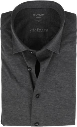 OLYMP Luxor Stretch Jersey Overhemd 24/Seven Antraciet
