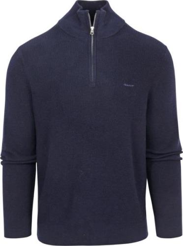 Gant Halfzip Trui Wolmix Navy