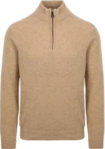 Suitable Half Zip Trui Wol Beige