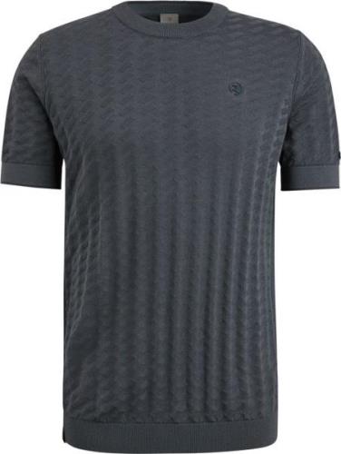 Cast Iron Knitted T-shirt Structuur Navy