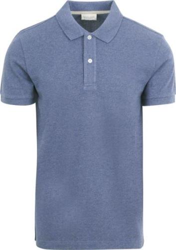 Profuomo Piqué Poloshirt Denim Blauw