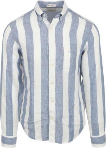 Gant College Overhemd Linnen Streep Blauw