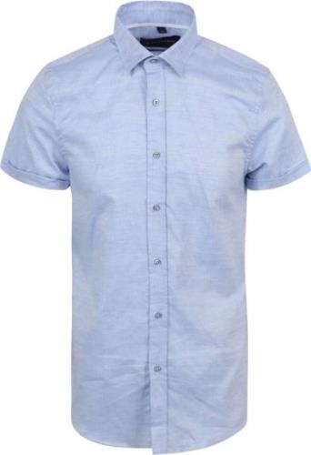 Suitable Short Sleeve Overhemd Linnen Lichtblauw