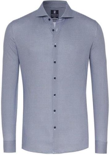 Desoto Essential Overhemd Hai Piqué Pied De Poule Blauw
