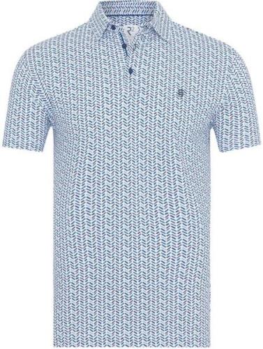 R2 Amsterdam Polo Piqué Print Blauw