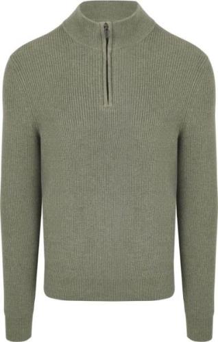 Suitable Half Zip Trui Wol Blend Groen