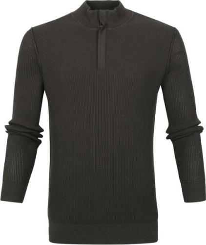 Suitable George Pullover Half Zip Donkergroen