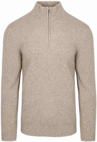 Profuomo Half Zip Pullover Lamswol Melange Beige