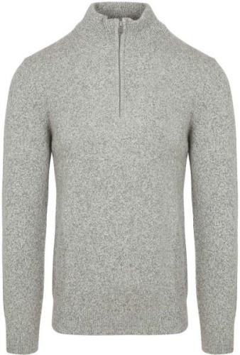 Profuomo Half Zip Pullover Lamswol Melange Grijs