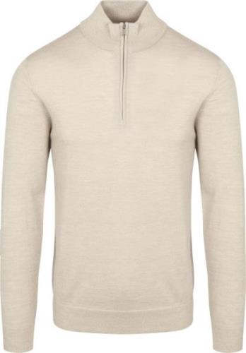 Profuomo Half Zip Pullover Merinowol Ecru