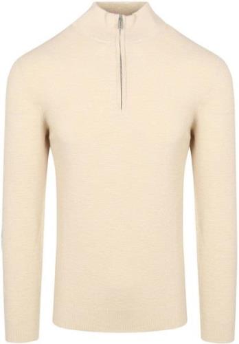 Profuomo Half Zip Pullover Structuur Ecru