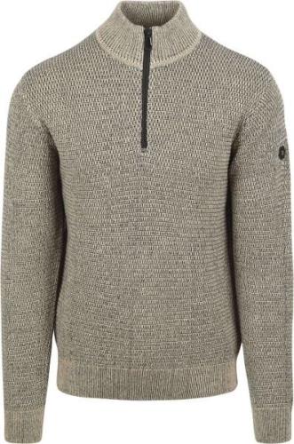 No Excess Half Zip Trui Structuur Melange Stone