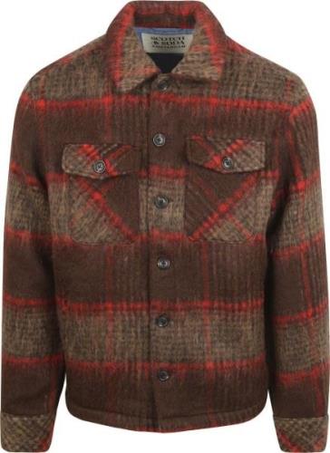 Scotch & Soda Overshirt Brushed Wool Ruiten Bruin