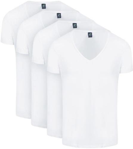 Suitable Vibamboru T-Shirt Diepe V-Hals Wit 4-Pack