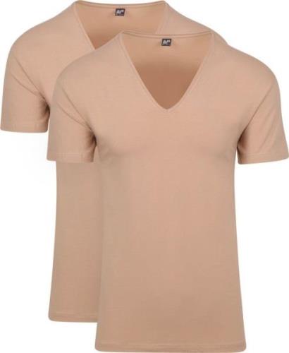 Alan Red T-Shirt V-Neck Stretch Beige 2-Pack