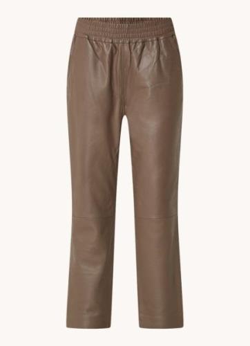 Co'Couture High waist straight fit cropped broek van lamsleer