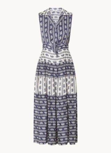 Sandro Maxi jurk met paisley dessin en cut-out detail