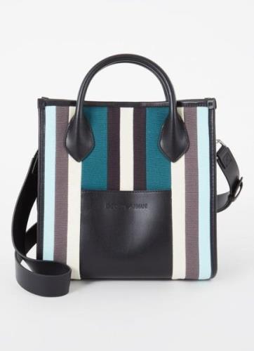 Emporio Armani Handtas van canvas met streepprint en afneembare schoud...