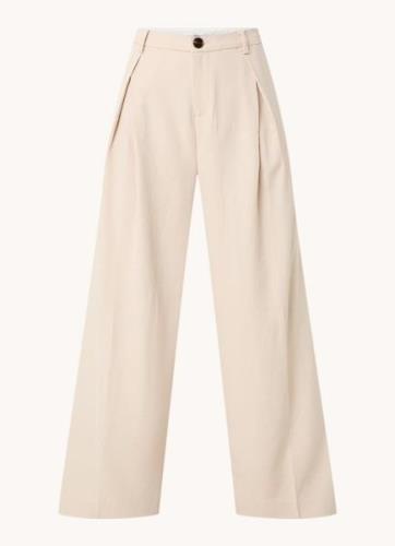 Co'Couture Nancy high waist wide fit pantalon met steekzakken