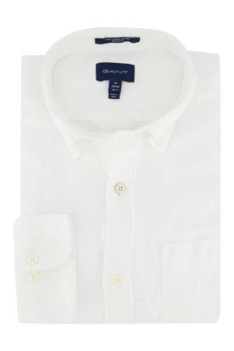 Overhemd Gant effen wit linnen