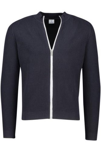 Blue Industry vest donkerblauw effen katoen opstaande kraag rits