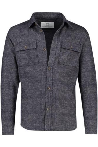 Born With Appetite casual overhemd donkerblauw geruit slim fit