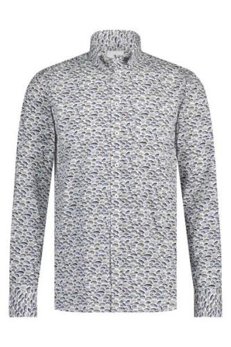 Overhemd State of Art wijde fit casual blauw geprint