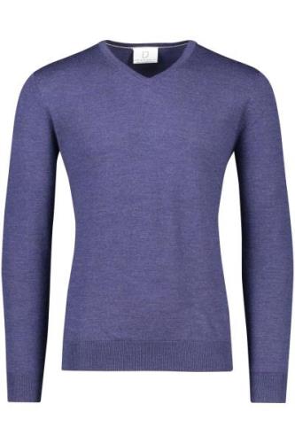 Born With Appetite trui donkerblauw effen pull over merinowol v-hals