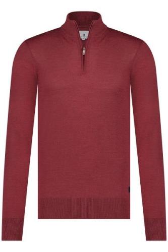 State of Art trui half zip bordeaux effen wol