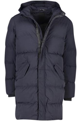 Airforce winterjas donkerblauw slim fit effen rits + knoop