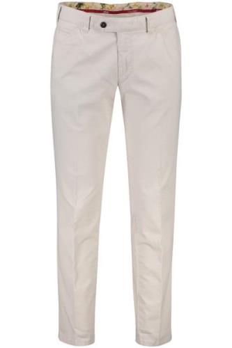 Meyer broek beige effen katoen Chicago normale fit