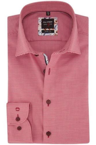 Olymp business overhemd Level Five rood geruit katoen extra slim fit