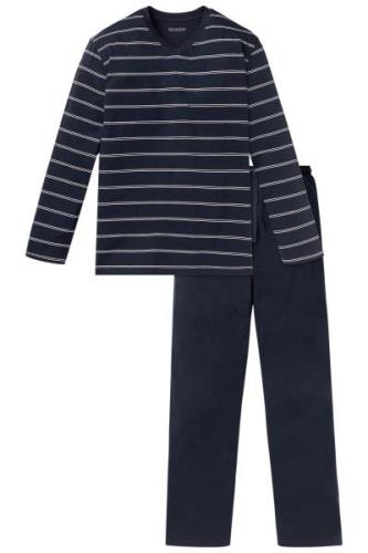 Schiesser pyjama donkerblauw streepmotief