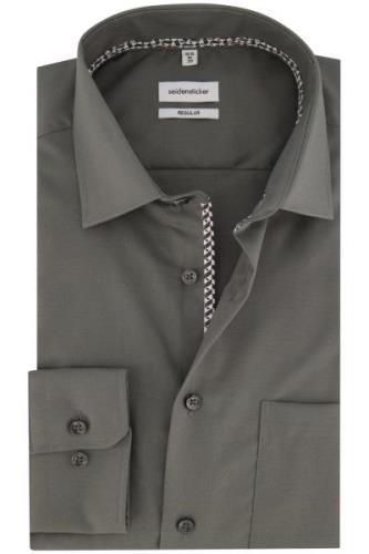 Seidensticker business overhemd Regular grijs effen normale fit borstz...