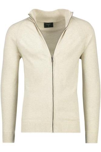 Butcher of Blue vest beige effen 100% katoen opstaande kraag rits