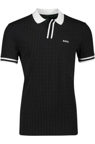 Hugo Boss polo zwart katoen normale fit met stippen print