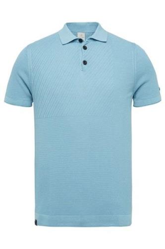 Cast Iron polo blauw effen slim fit korte mouw