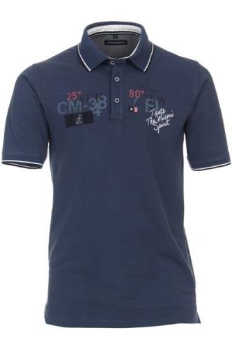 Casa Moda polo normale fit donkerblauw geprint katoen