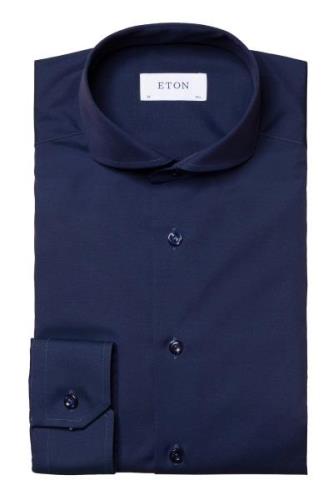 Navy Eton business overhemd katoen slim fit