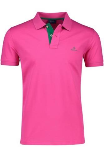 Gant polo roze effen met logo katoen normale fit