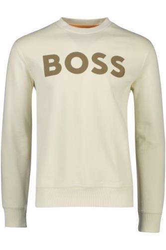 Hugo Boss sweater ronde hals beige geprint katoen normale fit