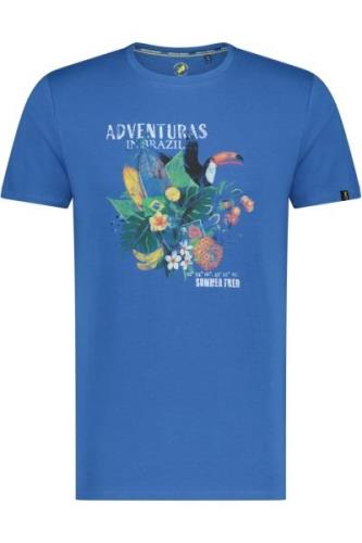 A Fish Named Fred t-shirt blauwe brazil print katoen-stretch