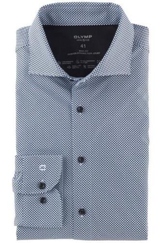 Olymp overhemd Level Five extra slim fit blauw wit geprint katoen